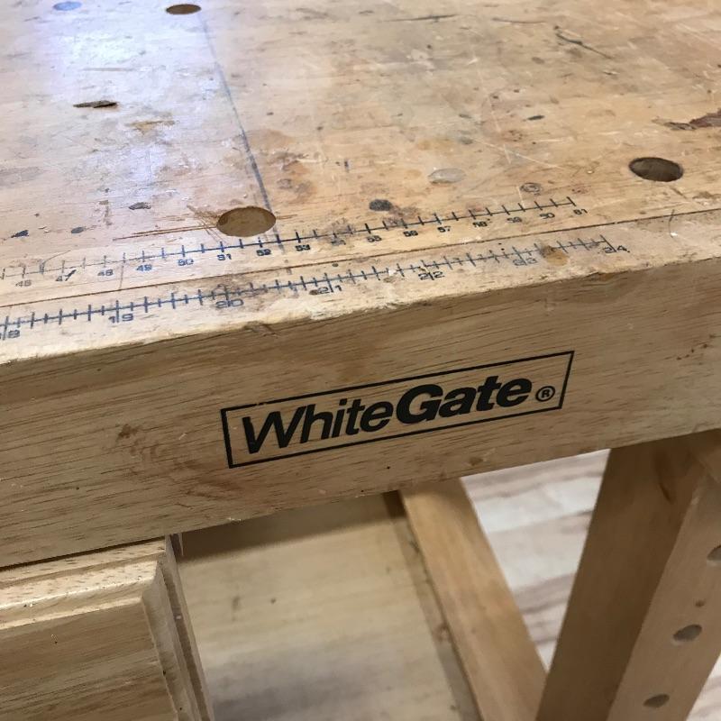 Lot 258 - WhiteGate Work Bench with Two Wooden Vises and More