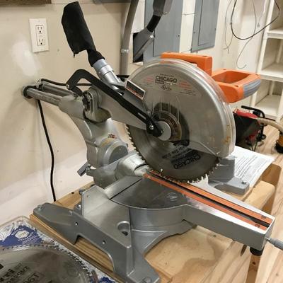 Lot 259 -  Chicago Electric 12â€ Compound Slide Miter Saw and Cart 