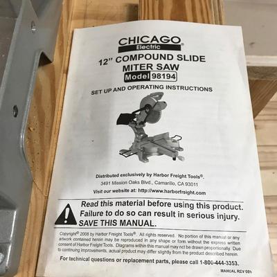 Lot 259 -  Chicago Electric 12â€ Compound Slide Miter Saw and Cart 