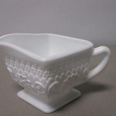 Lot 175 - White Milk Glass - Gravy Boat & Top Hat