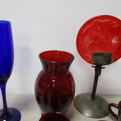 Lot 182 - Red & Blue Glassware