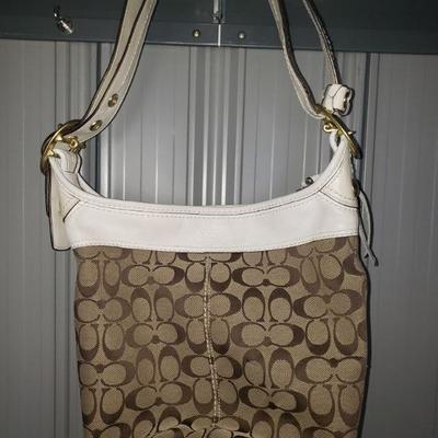 Authentic white and brown Coach Handbag