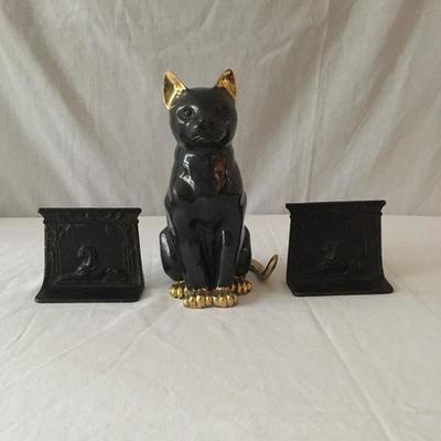 Lot 5 - Elegant Brass / Bronze Cat and Bookends