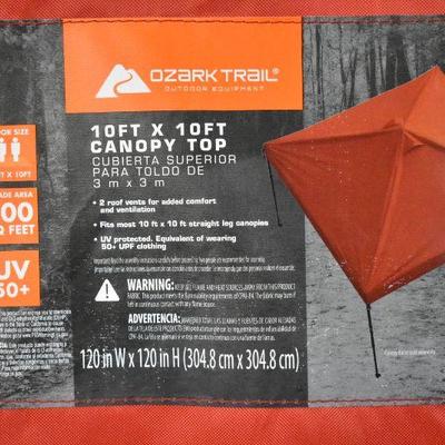 Ozark Trail 10' x 10' Canopy Replacement COVER ONLY, Red - New