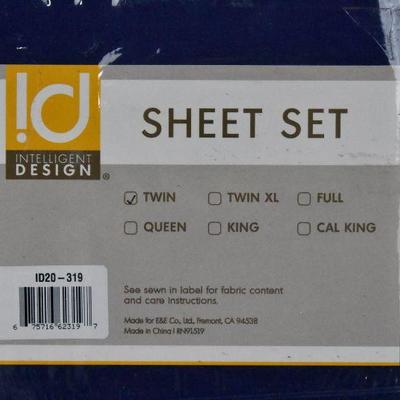 Twin Sheet Set, Dark Blue by Intelligent Design - New