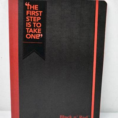 2x Black & Red Optik Notebook A4 Ruled, 144 Pages/Ea W/ Envelope & Closure - New