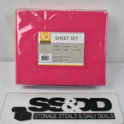 Twin Size Sheet Set, Bright Pink, by Intelligent Designs - New