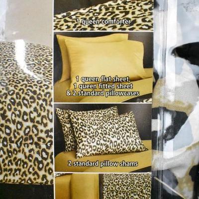 Mainstays Bed in a Bag Cheetah Print, 8 Piece Queen Size - New