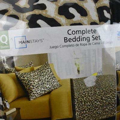 Mainstays Bed in a Bag Cheetah Print, 8 Piece Queen Size - New