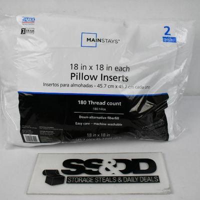 Pair of Mainstays Pillow Form Inserts, 18