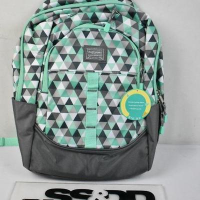 Eastsport Backpack: Mint Green/White/Gray Triangles - New