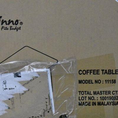 Furinno Andrey Coffee Table w/ Bin Drawer, French Oak Gray & Black, Model 11158