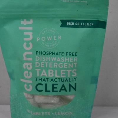 Cleancult Dishwasher Detergent Tablets, Package of 18, Lemon Scented - New