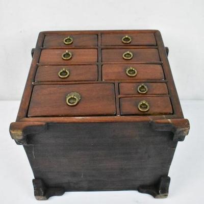 Wooden Jewelry Box with 9 Drawers