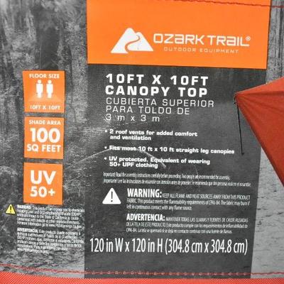 Ozark Trail 10' x 10' Gazebo Top, Red [Frame Sold Separately] - New