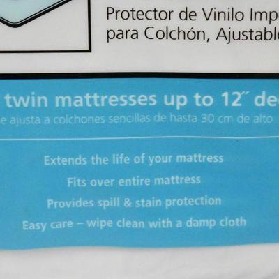 Pair of Mainstays Waterproof Fitted Vinyl Mattress Protector, Twin - New