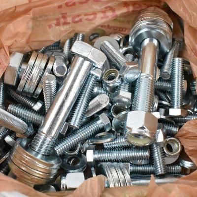 Pile of Bolts, Nuts, and Washers, 16 Pounds - New