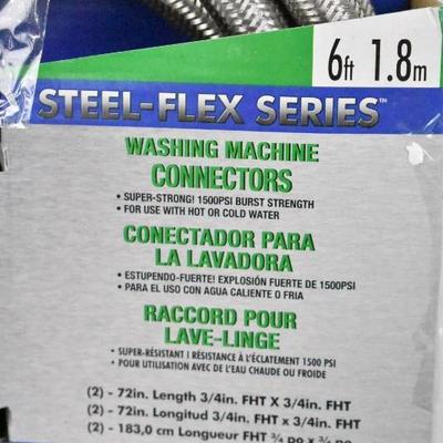 Washing Machine Connectors, Steel-Flex Series, 6 Feet - New