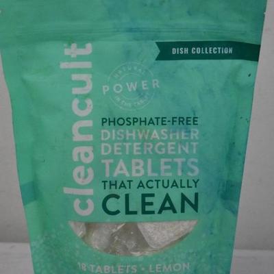 Cleancult Dishwasher Detergent Tablets: 18 Tablets Total - New, Sealed Package