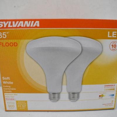 4x Sylvania Dimmable LED Flood Light Bulbs, 13W, Soft White - New