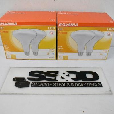 4x Sylvania Dimmable LED Flood Light Bulbs, 13W, Soft White - New