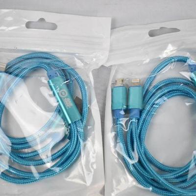 3 Piece Charging Lot: Adapter & 2 Charging 3' Cables (USB-B & Lightning) - New