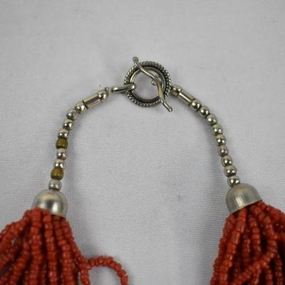 Burnt Orange Beaded Necklace, Vintage