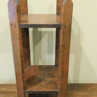 Solid Wood Oak Arts and Craft Style Side Table or Plant Stand 12