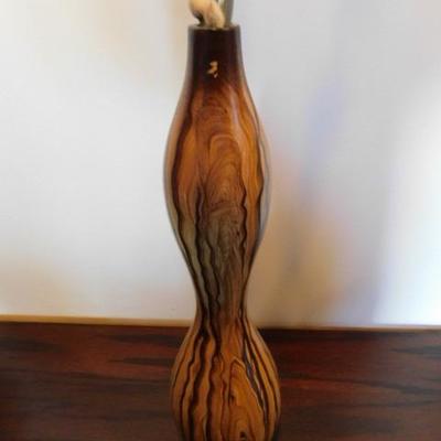 Ceramic Faux Painted Turned Exotic Wood Body Vase 16