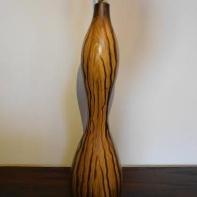 Ceramic Faux Painted Turned Exotic Wood Body Vase 16