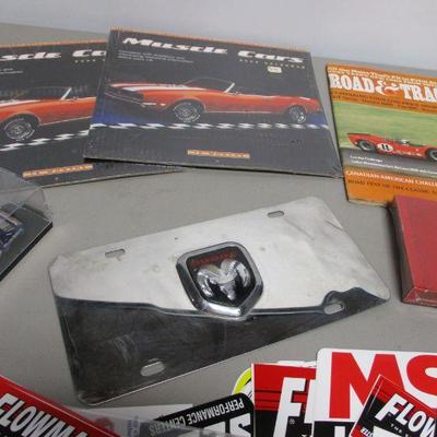 Lot 143 - Car Racing Items - Cards Stickers License Plate