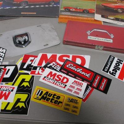 Lot 143 - Car Racing Items - Cards Stickers License Plate