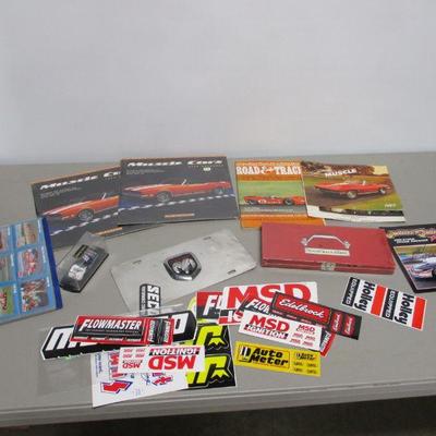Lot 143 - Car Racing Items - Cards Stickers License Plate