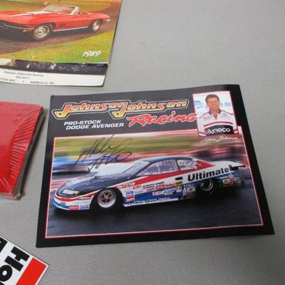 Lot 143 - Car Racing Items - Cards Stickers License Plate