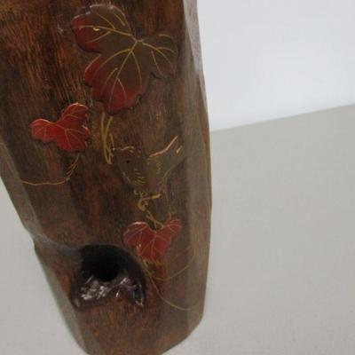 Lot 240 - Wooden Items - Totem Pole - Wooden Decorative Bird Vase 