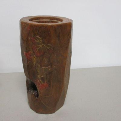 Lot 240 - Wooden Items - Totem Pole - Wooden Decorative Bird Vase 