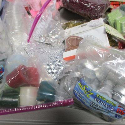 Lot 258 - Container Of Supplies - Candles - Cups - Decorations