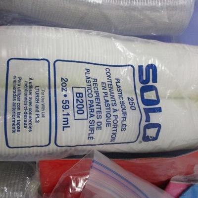 Lot 258 - Container Of Supplies - Candles - Cups - Decorations