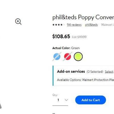 phil&teds Poppy Convertible High Chair, Lime - New, Open, Sale @ Walmart $109