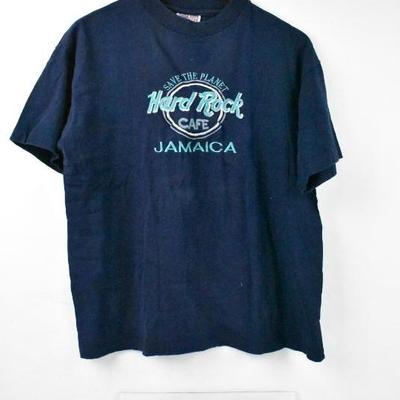 Vintage Hard Rock Cafe JAMAICA Save the Planet Embroidered Youth XL Navy T-Shirt