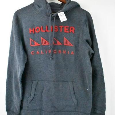 Hollister California Gray Pullover Hoodie with Red Embroidery, Medium - New