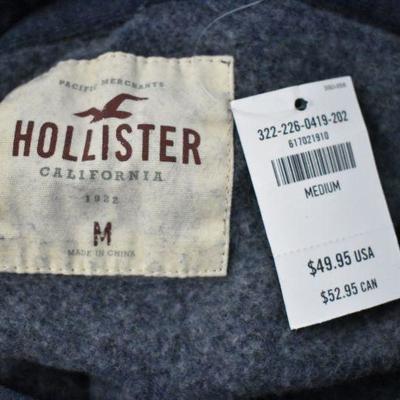 Hollister California Gray Pullover Hoodie with Red Embroidery, Medium - New