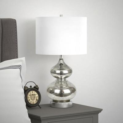 "Mercury" Glass Lamp w/ Linen Shade, Katrin Modern Glam - New, $62 @ Walmart