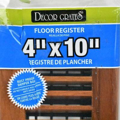 Natural Cherry Floor Register, 4" x 10", Decor Grates - New