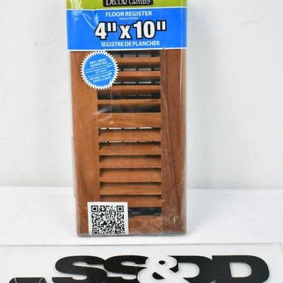 Natural Cherry Floor Register, 4" x 10", Decor Grates - New