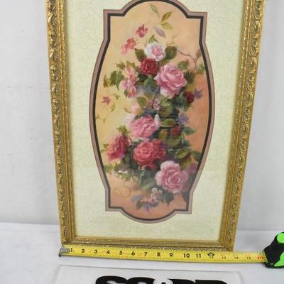 Floral Roses Bouquet Art Image by D. Giacomo, Frame Size 13.5" x 21.5"