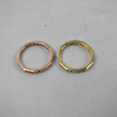 2 Plated Sterling Silver Jewelry Rings Size 7: One Gold Toned and 1 Rose Gold Toned