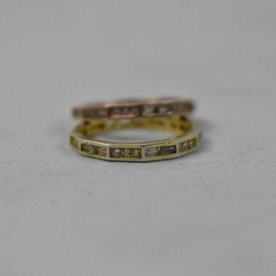 2 Plated Sterling Silver Jewelry Rings Size 7: One Gold Toned and 1 Rose Gold Toned