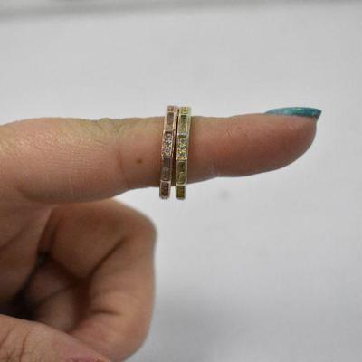 2 Plated Sterling Silver Jewelry Rings Size 7: One Gold Toned and 1 Rose Gold Toned