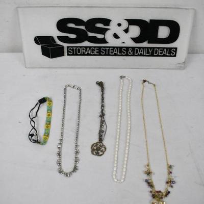5 pc Costume Jewelry: 1 Bracelet & 4 Necklaces